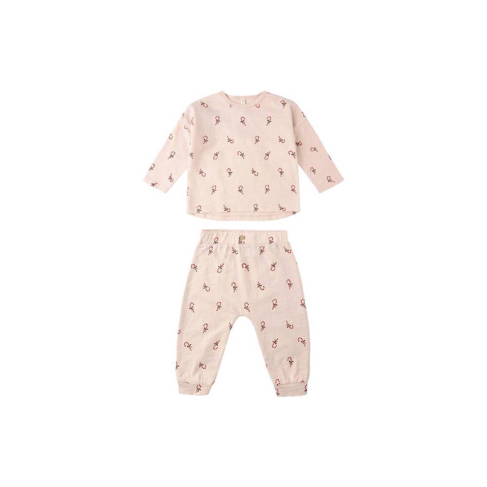 NEW RYLEE + CRU kids candy canes long sleeve tee & pant set in pink